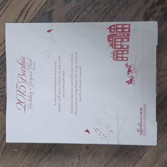 2015 Barbie Red Silvery Strapless Brocade Inset Holiday Gown Doll Mattel #CHR76 - Picture 6 of 11